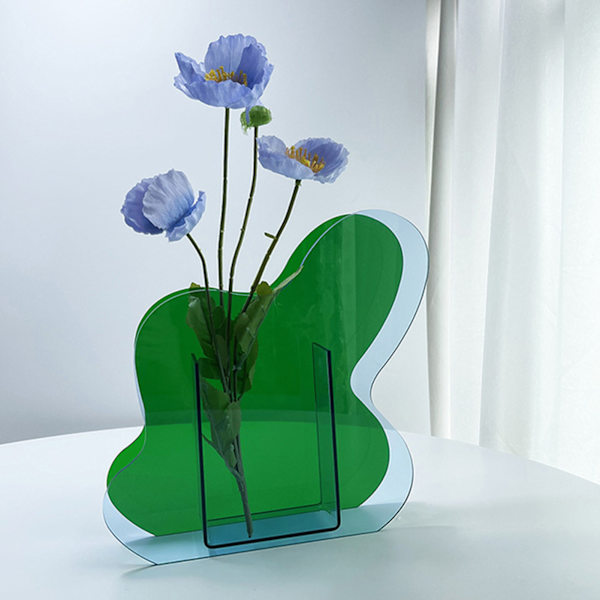 Neon Akryl Vas Lätt Att Hålla Ren Trendig Geometrisk Akryl Blomvas För Heminredning Blå Ocean