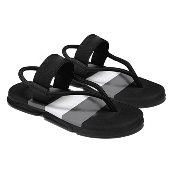 Herr Flip Flop Dubbel Användning Förhindra Halk PVC Tjock Sula Strand Slip On Sandal för Sommaren Black 42