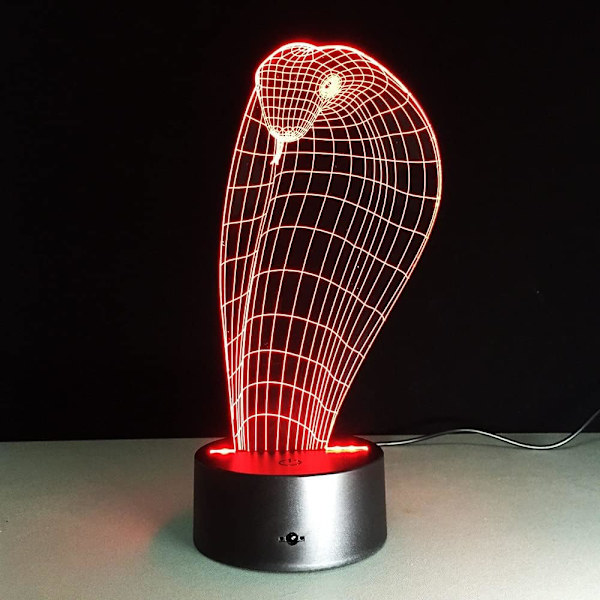 Slange 3D LED Lampe Kobra Natlampe Illusion Lys Lamper Berøringsføler USB Akryl Lampe Hjem Dekoration Gave 7 Farveændring