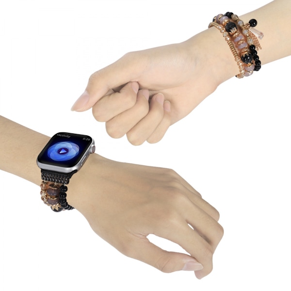 Boho Pärlband Kompatibelt med Apple Watch 41mm iWatch Serie 7/8, Handgjort Flerlager Pärl Elastiskt Stretchband Handled