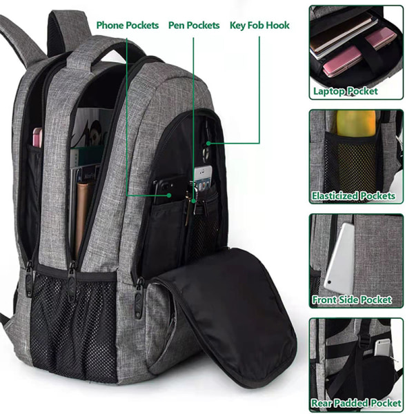 Camo Ryggsäck, Camouflage Outdoor Resväska Laptop Ryggsäck för Reseaccessoarer, Lätt Hållbar Skolväska med Laddningsport Fashion Daypack fo