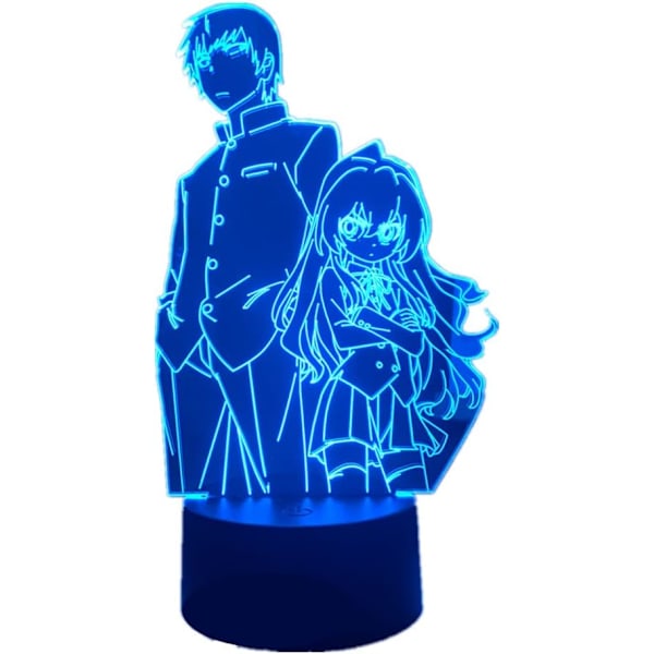Akryl LED-lys Anime Toradora Taiga Aisaka Figur nattlys RGB 16 farger berøring med fjernkontroll soveromsdekor 3D optisk illusjon