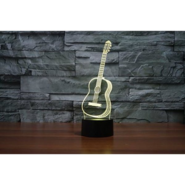 3D Guitar Fjernbetjening 16 Farve Natlys Illusion Akryl LED Bord Sengelampe Børneværelse Skrivebords Dekoration Fødselsdagsgaver Legetøj til Børn