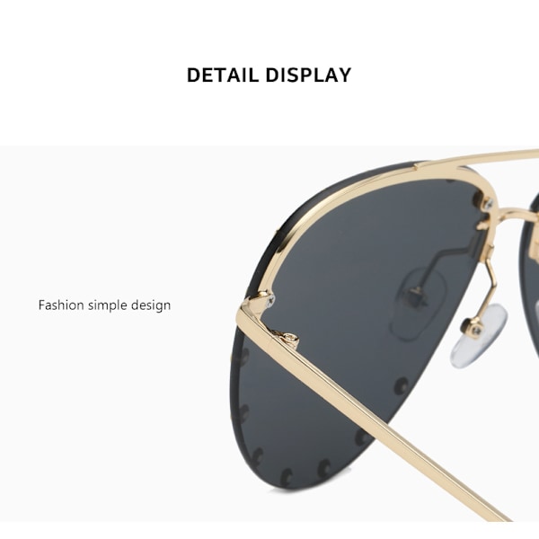 Kvindernes Rimless Oversized Studded Solbriller Gradient Linse Nitte Mode