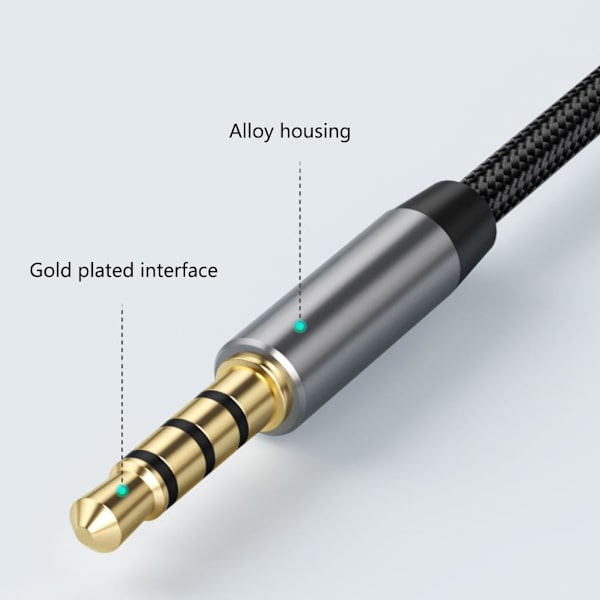 Audional kabel 3,5 mm han til han bil AUX forlængerledning 4-polet højttaler tabletter stereo MP4 MP5 audional ledning