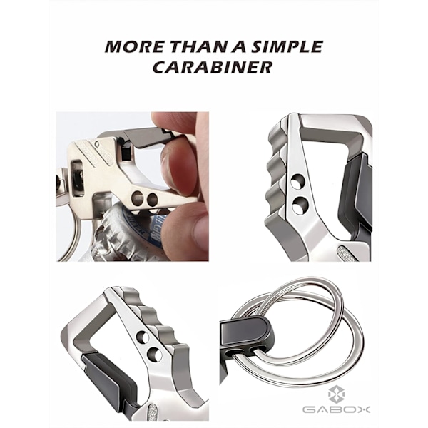 2 stk. nøglering EDC nøglering nøglering flaskeåbner auto nøgleholder taktisk karabinhage nøgleringe med klip Llaveros de Hombre Porte-Clés gave f 2Silver