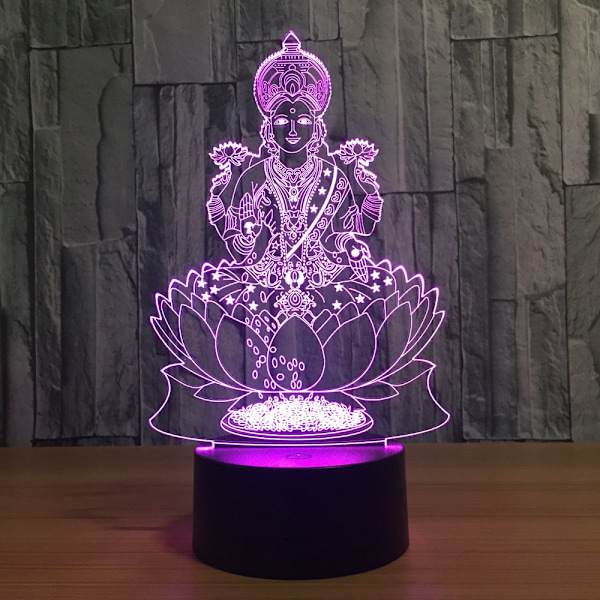 7 Färgväxlande Nattlampa 3D Atmosfärisk Glödlampa 3D Visuell Illusion LED-lampa för Barnleksak Jul- och Födelsedagspresenter (Buddha)