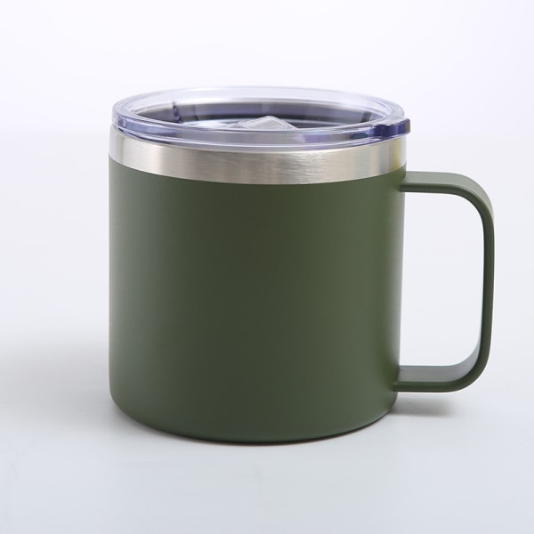 Kaffe Mugg, 12oz Kaffe Mugg Mjölk Mugg 304 Rostfritt Stål Foder för Familj Utomhus Camping (Militär Grön)