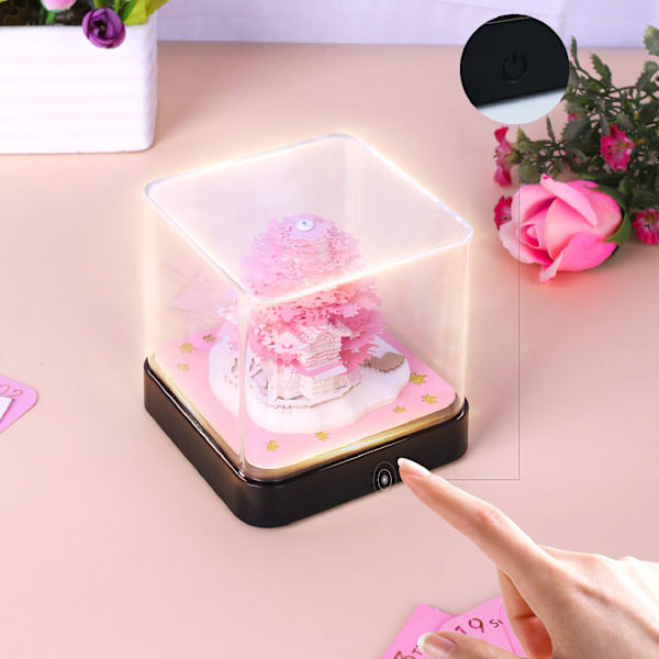 3D Papirkunst Kalender Multifunktionel Livagtig Dekoration 2024 Kalender Memo Pad til Hjemmekontor Pink