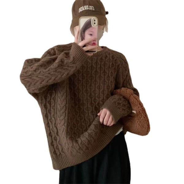 Dam tröjor Slouchy långärmad stickad pullover jumper