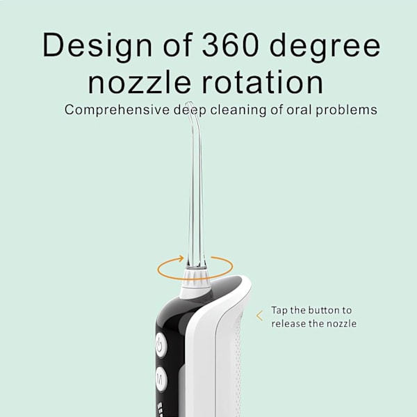 Vandtråd Tandtråd Tandstikker, Bærbar Tand Mundskylning Irrigator Genopladelig Tand Vandtråd Trådløs Til Tandrensning, 330ML IPX7 Vandtæt W Black