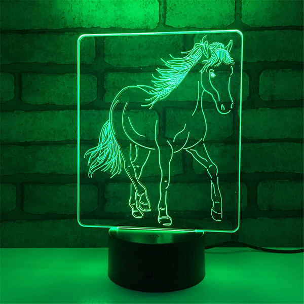 3D Hest Natlys Bordsklampe Optisk Illusion Lamper 7 Farveskiftende Lys LED Bordlampe Julegave Hjem Kærlighed Fødselsdag Børn Børn Dekoration Legetøj Gave