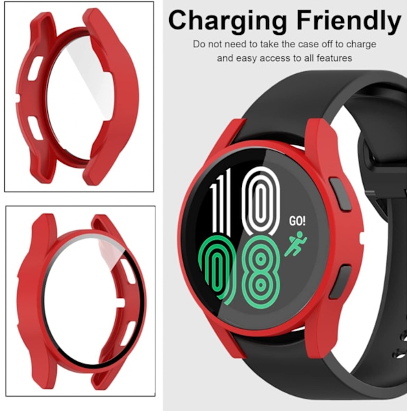För kompatibel Samsung Galaxy Watch 4 44mm fodral härdat glas skärmskydd hårt matt PC skyddande ram reptålig full täckning Galax