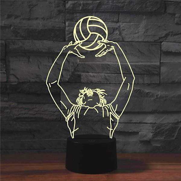 3D Play Volleyball Fjernbetjening 16 Farve Natlys Illusion Akryl LED Bord Natbord Lampe Børneværelse Skrivebord Dekoration Fødselsdag Gaver Legetøj