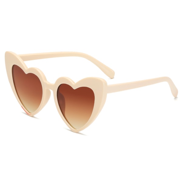 Hjärtformade solglasögon Candy Color Hippy Vintage Solglasögon Glasögon för finklänningstillbehör, Fest Cosplay (Brun)