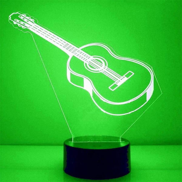 3D Sähkökitara Yövalo Musiikkilamppu Illuusio 7 Väriä Vaihtuva Kosketuskytkin Pöytä Koristelahja Akryyli Tasainen ABS-Jalusta USB-Kaapeli Leikki