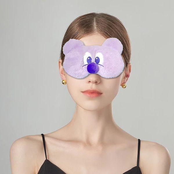 Sovmasker, Söt Plysch Sovmask Lätt Justerbar Ögonskugga Fuskpäls Mask Skydd för Kvinnor Män Barn Sömn Resa Tupplur,