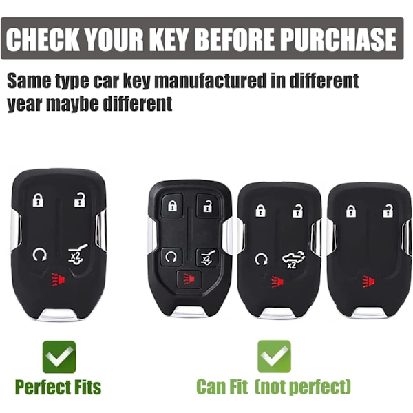 Gematay GMC-nyckelbrickeomslag, nyckelfodral kompatibelt med 2019 2020 2021 2022 Chevy Silverado GMC Sierra 1500 2500HD Smart Key Protector Shell 5 knappar