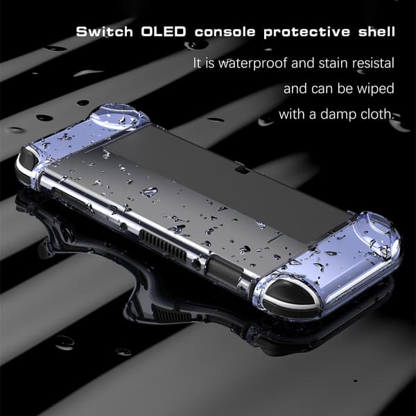 Beskyttelsesetui til Nintendo Switch OLED Model 2021, Dockbart Etui med Flip Cover til Switch OLED, Krystal Etui Tilbehør