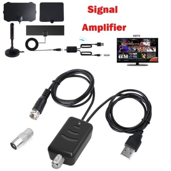 28DB Høyforsterkende digital TV-antenne 980 miles Signal Booster Amplifier HDTV Innendørs USB Tynn 13ft Satellittsignalmottaker