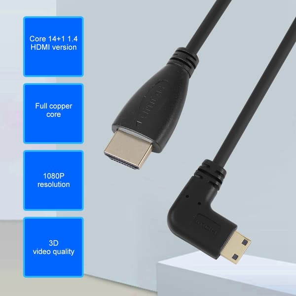 Retvinklet HDMI til Mini HDMI HD Micro HDMI til HDMI konverter forlængerkabel ledning 1080P