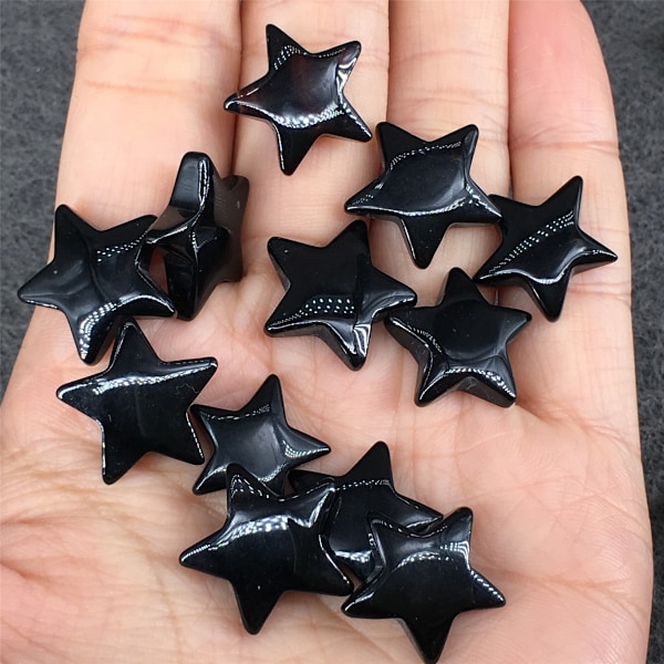 10-pack läkande kristaller stjärnformade orostensfickstenar handskurna prydnader heminredning, svart obsidian