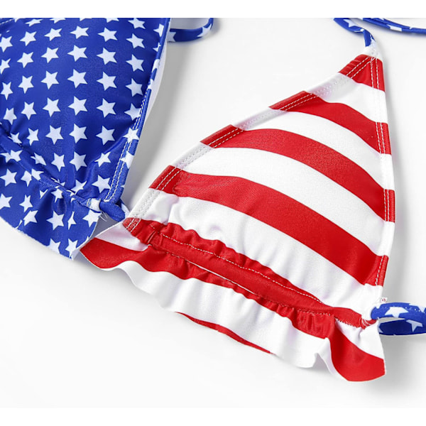 Bikinis Badkläder Set för Kvinnor Badkläder Triangel Baddräkt Tie String Trosa American Flag S