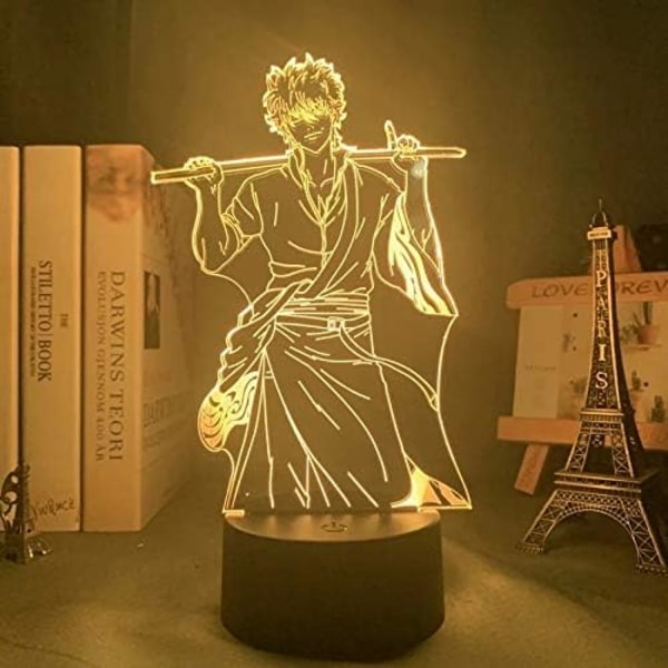 Anime Regalo Gintoki Sakata lampa Cool 3D Illusion Nattlampa Hem Rum Dekoration Uppåtriktad Belysning Akryl LED Ljus Julgåva Otaku Glow Skrivbordslampor (16 C