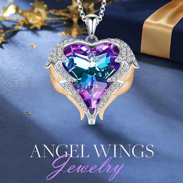 Angel Wing Love Heart kaulakorut naisille, hopean sävyiset riipus kaulakorut korut lahjat naisille ystävänpäivä/äitienpäivä, vuosipäivä, syntymäpäivälahjat