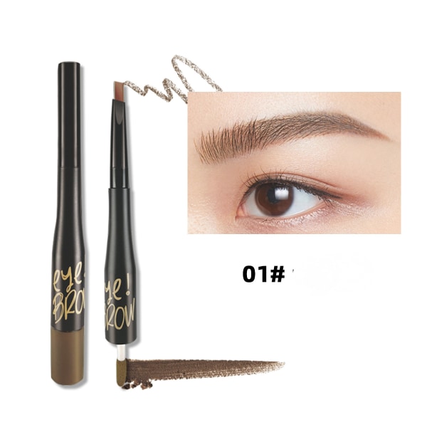 2 in 1 Ultra Fine Eyebrow Pencil Eyebrow Brush Precise Brow Definer, Tummanruskea