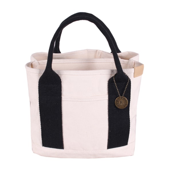 Dam Canvas Väska, Tote Väska Strandväska Bento Väskor Handväska Axelväska Dam Casual Chic Väskor-Svart Vit