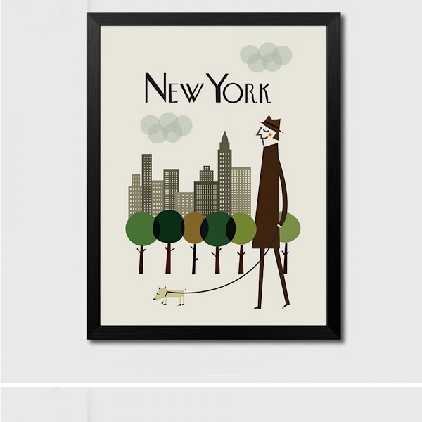 Wekity Minimalistisk stadsbild 4 väggkonst canvas tryck affisch, enkel mode akvarell konst ritning dekor för hem vardagsrum sovrum kontor och C