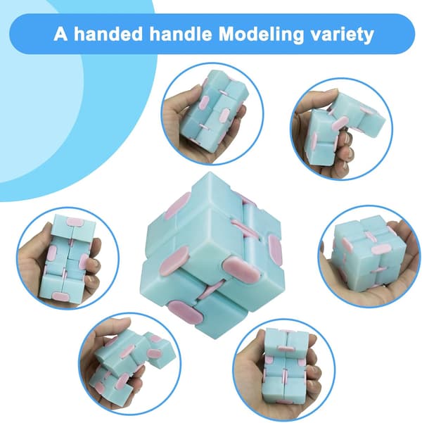 Fidget Infinity Cube Legetøj - Mini Sødt Fidget Værktøj til Angstlindring & Tidsfordriv, Egnet til Børn og Voksne, Macaron Blå blue