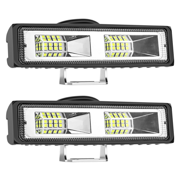 2 stk. LED-arbeidslysstripe for bil, énformet, 6 tommer, 16 lys, 48 W, daglig kjøring, modifiserte hjelpefrontlykter