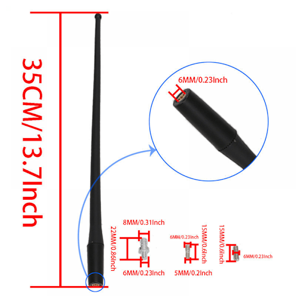 14 tommers fleksibel gummireplacementantenne kompatibel med 2007-2019 Jeep Wrangler JK JKU JL JLU Rubicon