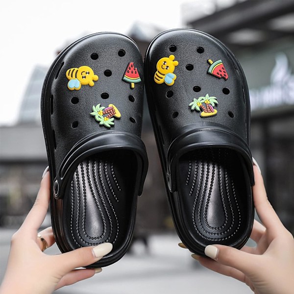 Kvinders Have Sko Sommer Letvægts Træsko Sandaler Skridsikre Slides Brusebad Tøfler Indendørs Udendørs Black 9.25inch 7