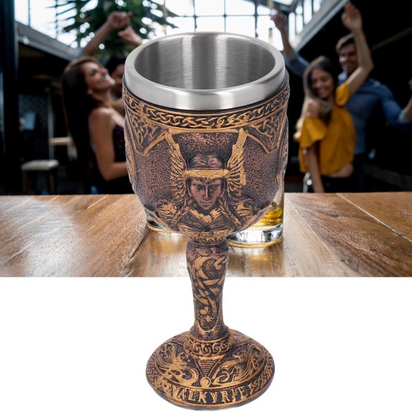 Nordisk Vinglass i Harpiks med Rustfritt Stål Unik Retro Ølkopp for Cocktails Whisky Rødvin