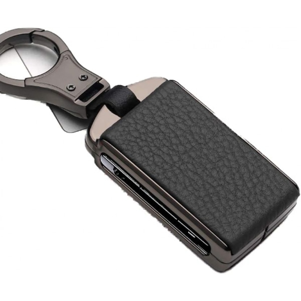 Læder Nøglering Skin Nøglefrit metal nøglecover Nøglering Nøglering Passer til Volvo XC60 XC90 XC40 S90 V90 Sort(1 nøglecover)