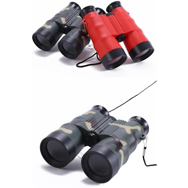 Børne kikkert til udendørs eventyr - Camouflage design, justerbar pupilafstand, HD-syn (5x forstørrelse, grøn)