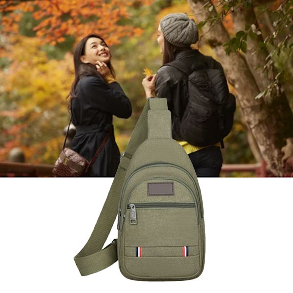 Sling Bag - Hållbar Canvas Sling Ryggsäck Justerbar Rem Bröstväska Snygg Resväska Axelväska för Män - Fri Storlek Green