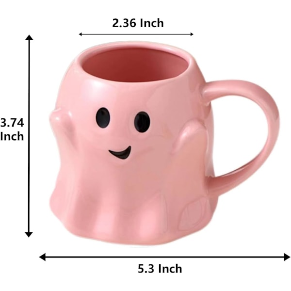 Nyhetsspennende Spøkelseskopp 3D Søt Keramikk Kaffekopp Perfekt for Bursdag Hvit Elefant Gaver til Kaffe Melk Te Elsker Pink