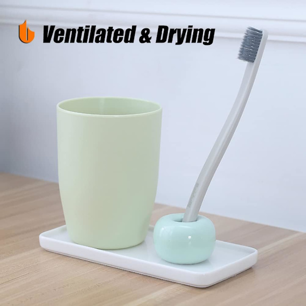 Slank Mini Keramik Tandbørsteholder Stativ til Badeværelses Vaskeskabe (Sort 2-pak) 2Black