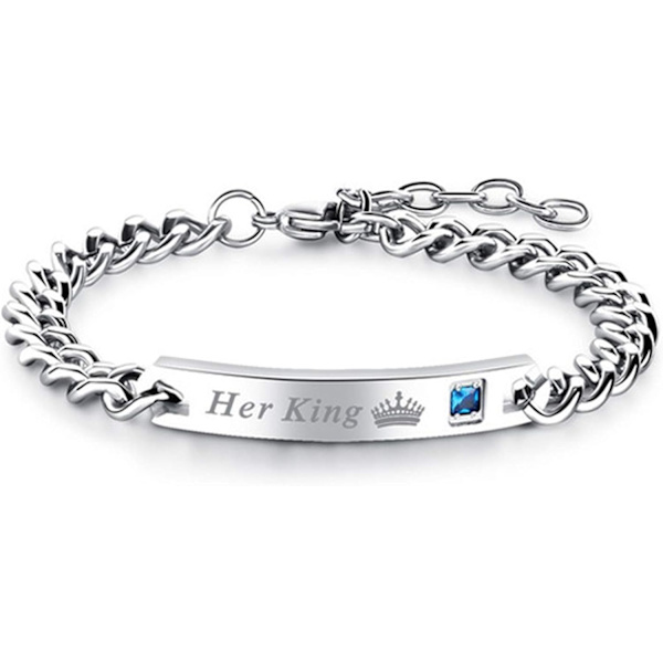 Present till älskare Hans drottning Hennes kung Rostfritt stål Par armband för kvinnor Män Smycken Matchande set