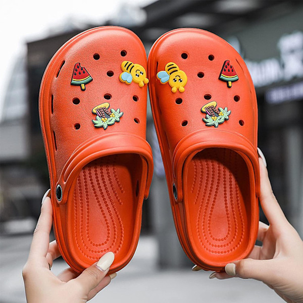 Kvinders Have Sko Sommer Letvægts Træsko Sandaler Skridsikre Slides Brusebad Tøfler Indendørs Udendørs Orange 9.5inch 8