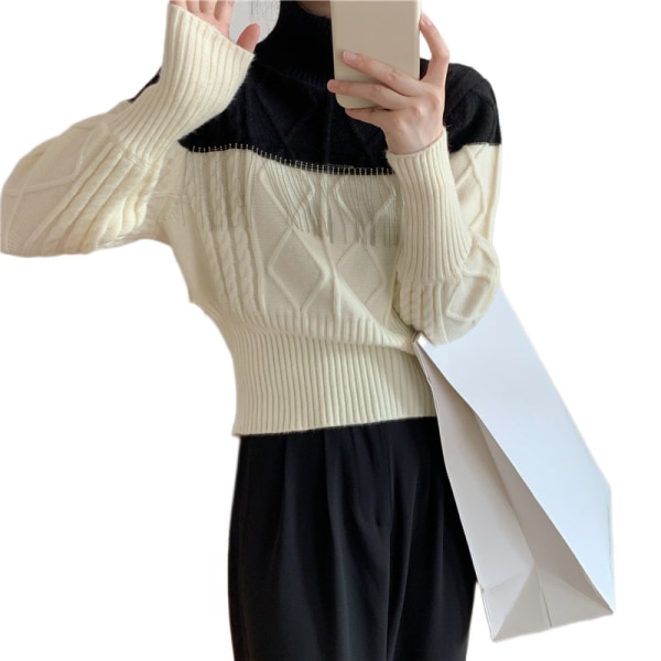 Pusero Naisten löysä, paksumpi puolikilpikaula-neulottu pitkähihainen neulepusero