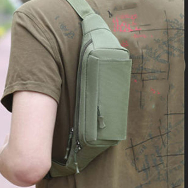 Utomhus midjeväska bröstväska män casual justerbar utomhus sport axelväska för vandring  Fri storlek OD Green