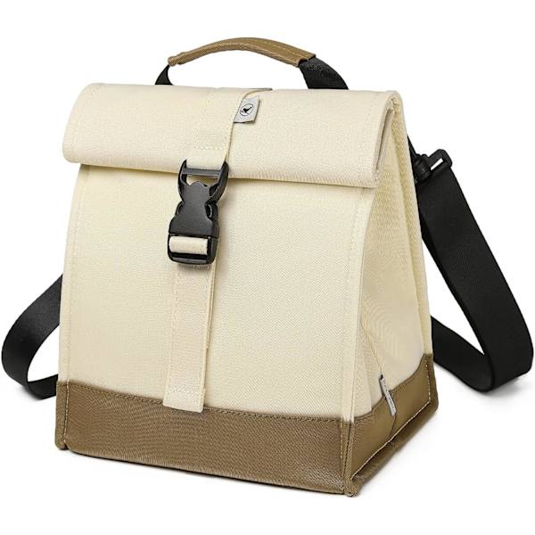 Isolerad lunchväska Rolltop Lunch Box Medium Lunch Cooler Tote för kvinnor, flickor, tonåringar och vuxna (vit) White