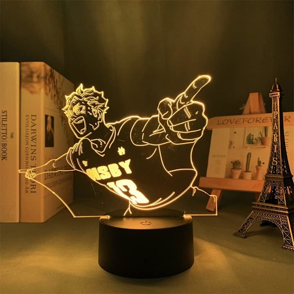Anime 3D Illusionslampe Miya Atsumu LED Nattelys RGB 16 Farger Romdekor Bordlampe med Fjernkontroll