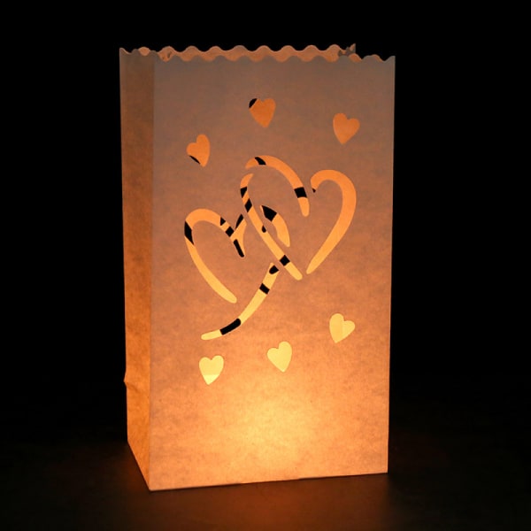 20 kpl valkoisia valopusseja Outdoor Lantern -valopussi Duo-sydämellä Uudelleenkäytettävät tulenkestävät paperipussit puuvillamateriaalilla (ei sisälly c