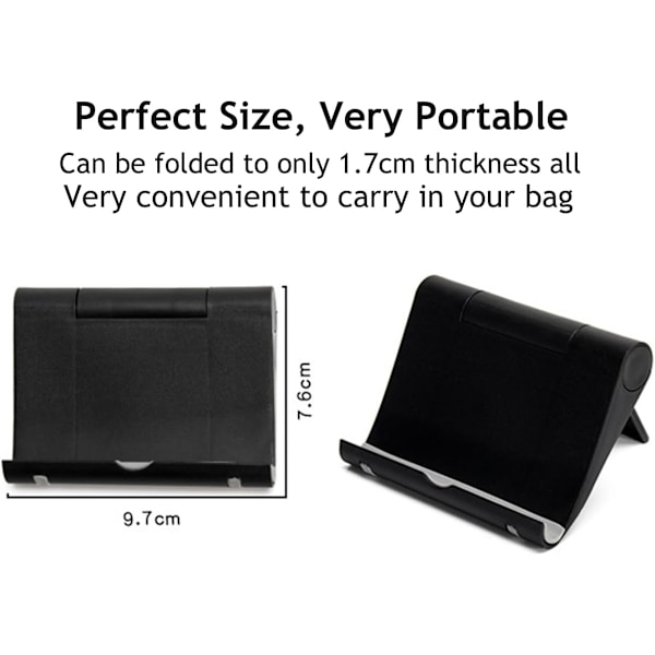 Mobiltelefonhållare för skrivbord 2-pack Mobiltelefonhållare Skrivbordsställ för surfplatta, Fällbar telefonhållare Universellt justerbart surfplattaställ för skrivbord Black 2 PCS